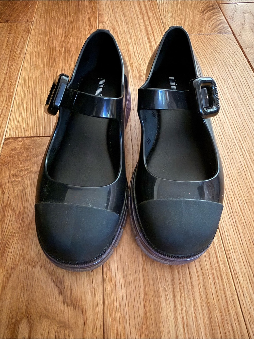 Mini Melissa Kids Black Mary Jane Shoes Size 1 | Purple Sole | Worn Once